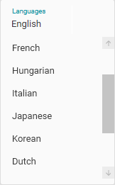 Drop down list of UI languages