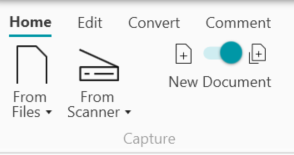 Capture section in Home tab